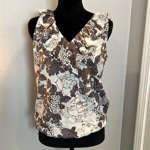 Loft Outlet Patterned Blouse with Ruffle Detail
